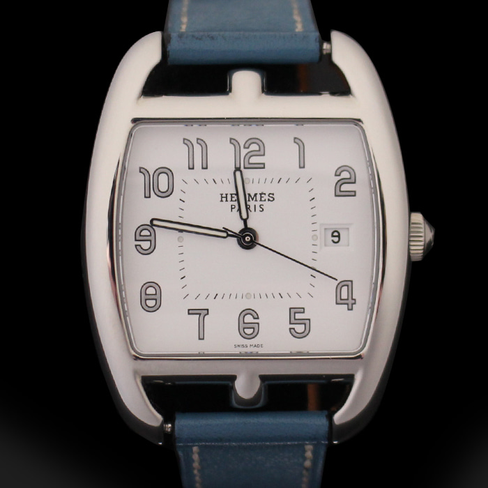 Hermes(에르메스) CT1.710 은장 블루진 싱글 스트랩 케이프 코드 Tonneau GM 남여공용 시계