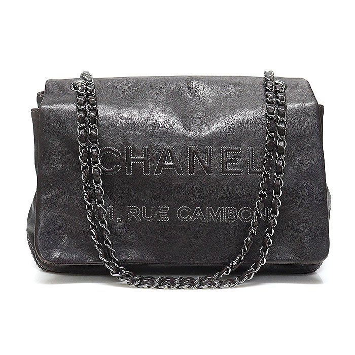 Chanel(샤넬) 초코 브라운 카프스킨 31 RUE CAMBON 은장 체인 플랩 숄더백 (18번대)
