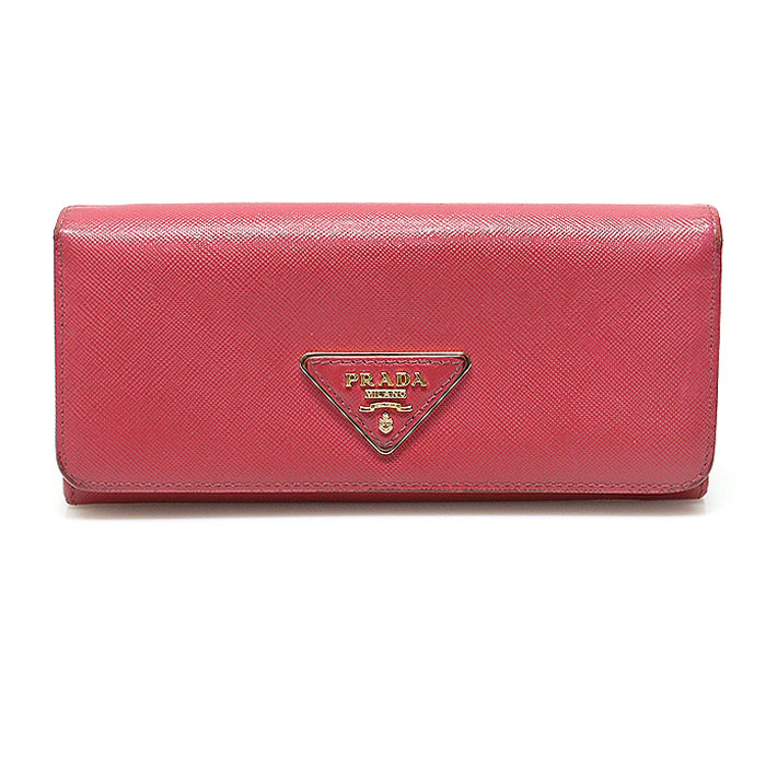 Prada(프라다) 1M1132 핑크 사피아노 금장 트라이앵글 로고 장지갑