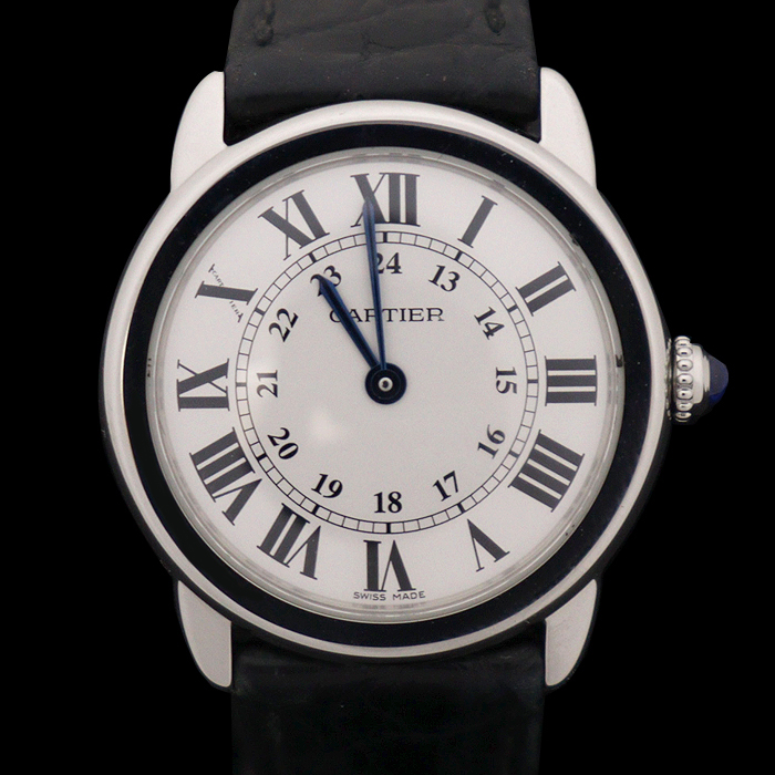 Cartier(까르띠에) W6700155 29MM 스틸 쿼츠 롱드 솔로 스몰 가죽밴드 여성 시계