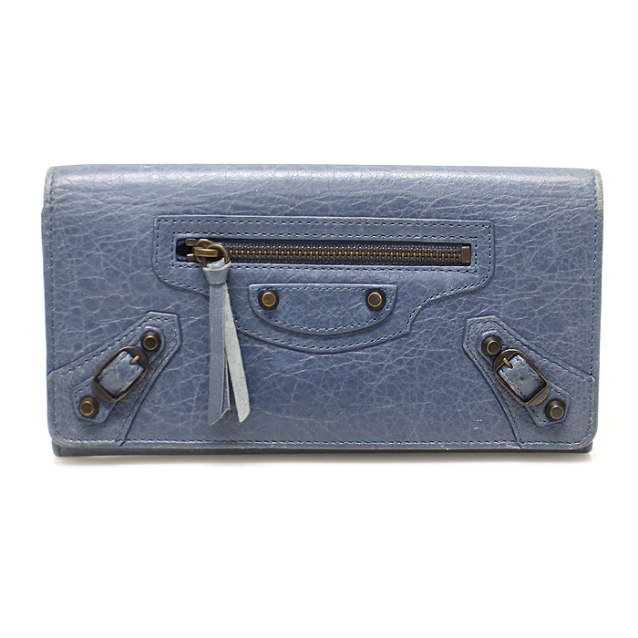 Balenciaga(발렌시아가) 163471 블루 레더 모터 시티 플랩 클래식 머니 장지갑