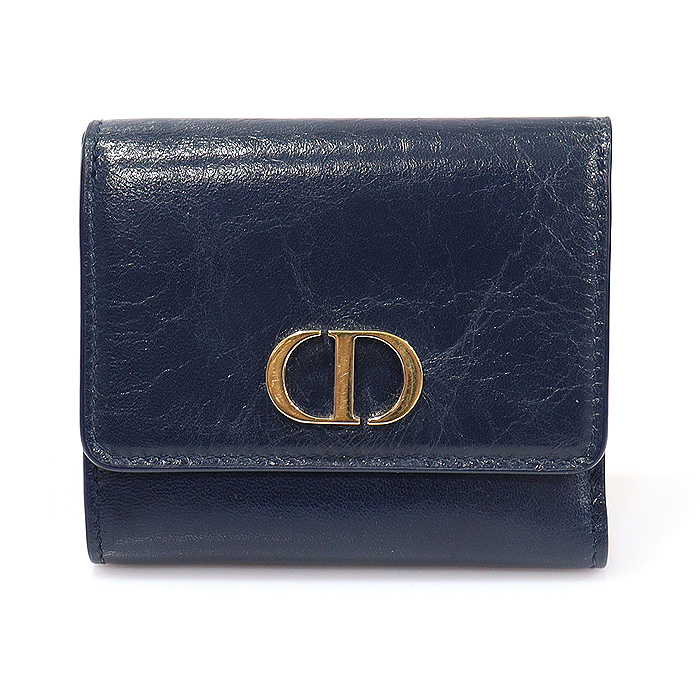 Dior(크리스챤디올) S2057OMPK 네이비 크링클드 램스킨 30 MONTAIGNE 몽테뉴 로터스 반지갑