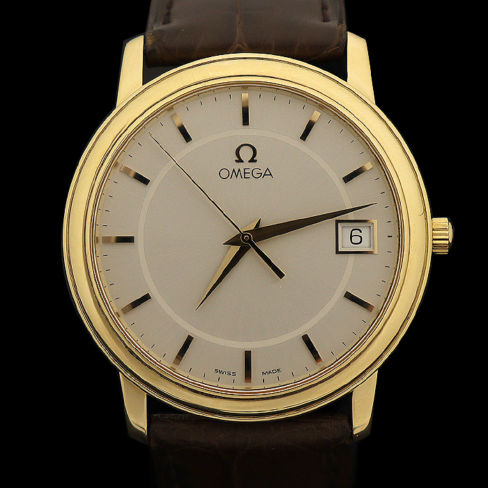 Omega(오메가) 34MM 18K 옐로우 골드 쿼츠 드빌 남성 시계